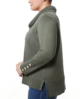 Melissa Paige Plus Ribbed-Hem Cowl-Neck Sweater