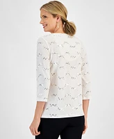 Jm Collection Women's Textured Sequined Top, Created for Macy's