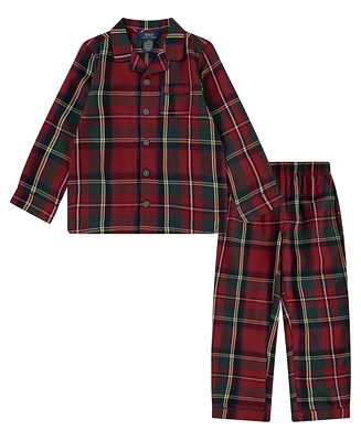 Ralph Lauren Little Boys Woven Long Sleeve Top and Pant, 2-Piece Set