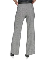 Karl Lagerfeld Paris Women's Plaid Faux-Leather-Waist Pants