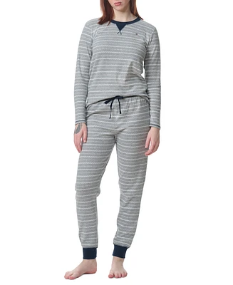 Tommy Hilfiger Women's 2-Pc. Packaged Printed Thermal Pajamas Set