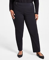 Jm Collection Plus & Petite Tummy Control Pull-On Slim-Leg Pants