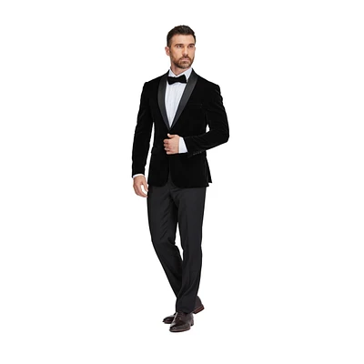 Gino Vitale Men's Slim-Fit Velvet Shawl Lapel Tuxedo Set