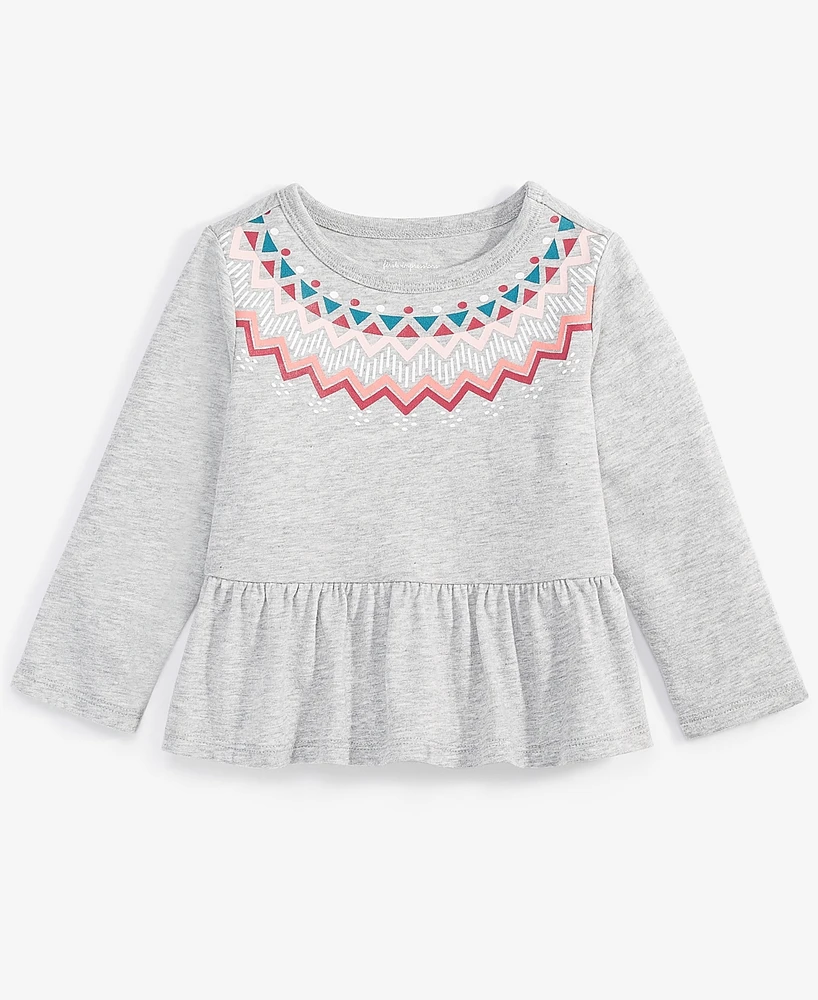 First Impressions Baby Girls Fair Isle Long-Sleeve Peplum T-Shirt, Created for Macy's