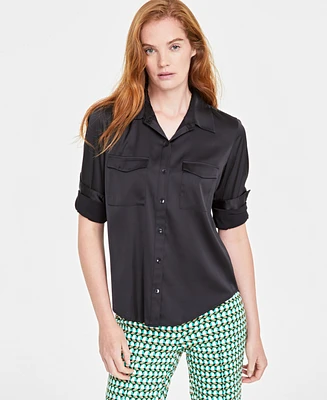 On 34th Women's Button-Front Long-Sleeve Utility Shirt, Created for Macy's