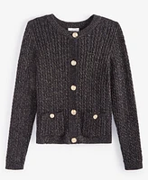 On 34th Women's Metallic Cable-Knit Sweater Jacket, Created for Macy's