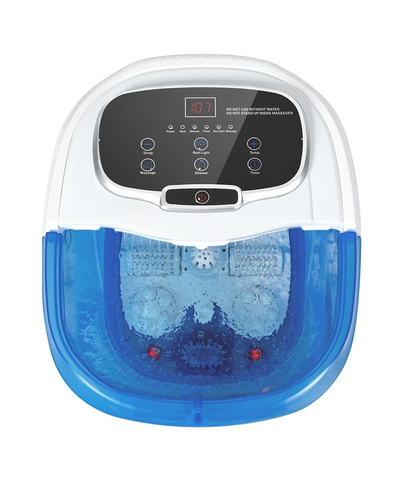 Sugift Portable All-In-One Heated Foot Bubble Spa Bath Motorized Massager-Blue and Withe