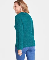 I.n.c. International Concepts Women's Sequin-Embellished Collared Long-Sleeve Sweater, Created for Macy's