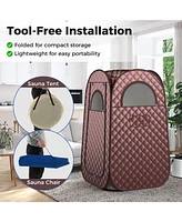 Sugift Full-Body Personal Sauna Tent with 1000W 3L Steam Generator-Coffee