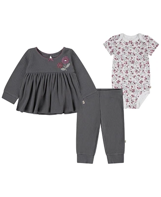 Huggies Baby Girls Short Sleeve Bodysuit, Top and Pants 3-Piece Set