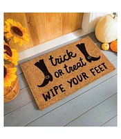 Evergreen 16 x 28 Inches Trick or Treat Wipe Your Feet Welcome Door Mat | Non-Slip Rubber Backing | Dirt catching Natural Coir | Indoor and Outdoor Ho