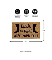 Evergreen 16 x 28 Inches Trick or Treat Wipe Your Feet Welcome Door Mat | Non-Slip Rubber Backing | Dirt catching Natural Coir | Indoor and Outdoor Ho