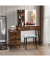 Sugift Vanity Makeup Table Set with Lighted Mirror