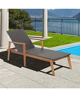 Inolait Sugift Patio Rattan Lounge Chair with 4-Position Adjustable Backrest