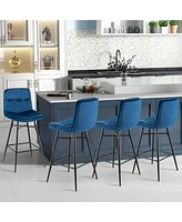 Sugift 2 Pieces 29 Inch Velvet Bar Stools Set with Tufted Back and Footrests