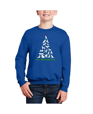 La Pop Art Boys Here Comes Santa Paws Word Crewneck Sweatshirt