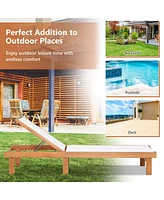 Inolait Sugift Outdoor Wood Chaise Lounge Chair with 5-Postion Adjustable Back