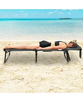 Inolait Folding Beach Grey Lounge Chair with Pillow for Outdoor