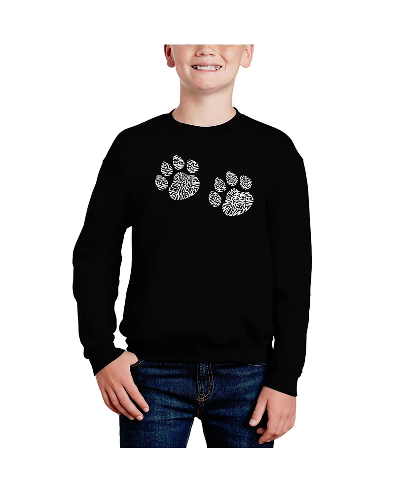 La Pop Art Boys Meow Cat Prints Word Crewneck Sweatshirt