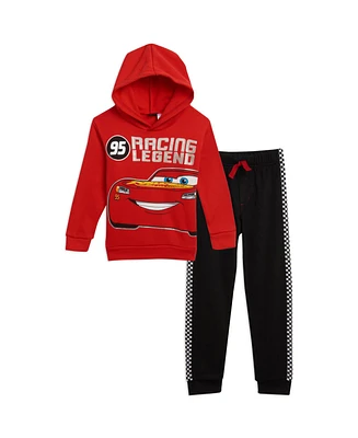 Disney Toddler Boys Pixar Cars Lightning McQueen Fleece Pullover Hoodie and Pants Outfit Set to