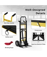 Sugift 3-in-1 Convertible Hand Truck Metal Dolly Cart with 4 Rubber Wheels for Transport-Black