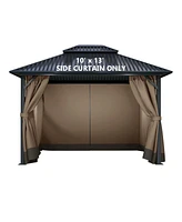 Aoodor Gazebo Curtain Replacement-Universal 4-Panel Sidewalls 10'x13',Patio Privacy Curtains with Double Zipper,Uv Resistant,Perfect for Outdoor Canop