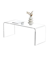 Homcom 39.25" Long Acrylic Waterfall Coffee Table for Living Room, Clear