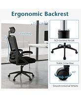 Sugift Adjustable Swivel Task Chair Ergonomic Office Chair with Adjustable Lumbar Support