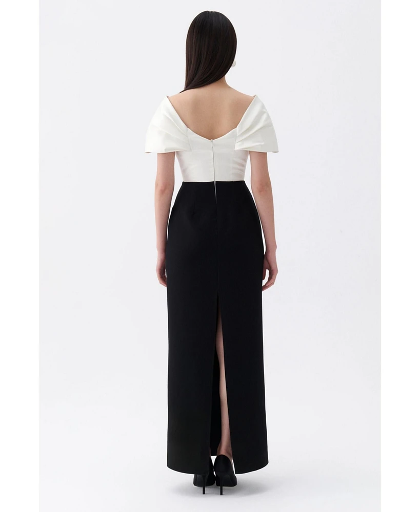 Nocturne Women's Maxi Dress with Corset Design