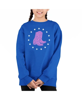 La Pop Art Girls Cowgirl Boots Word Crewneck Sweatshirt