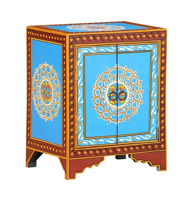 vidaXL Hand Painted Bedside Cabinet 15.7"x11.8"x19.7" Solid Mango Wood