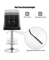 Sugift Set of 2 Square Swivel Adjustable Bar Stools with Back and Footrest
