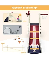 Inolait 6-in-1 Toddler Climber Slide Playset with Basketball Hoop