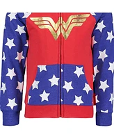 Dc Comics Toddler Girls Justice League Wonder Woman French Terry Zip Up Costume Hoodie