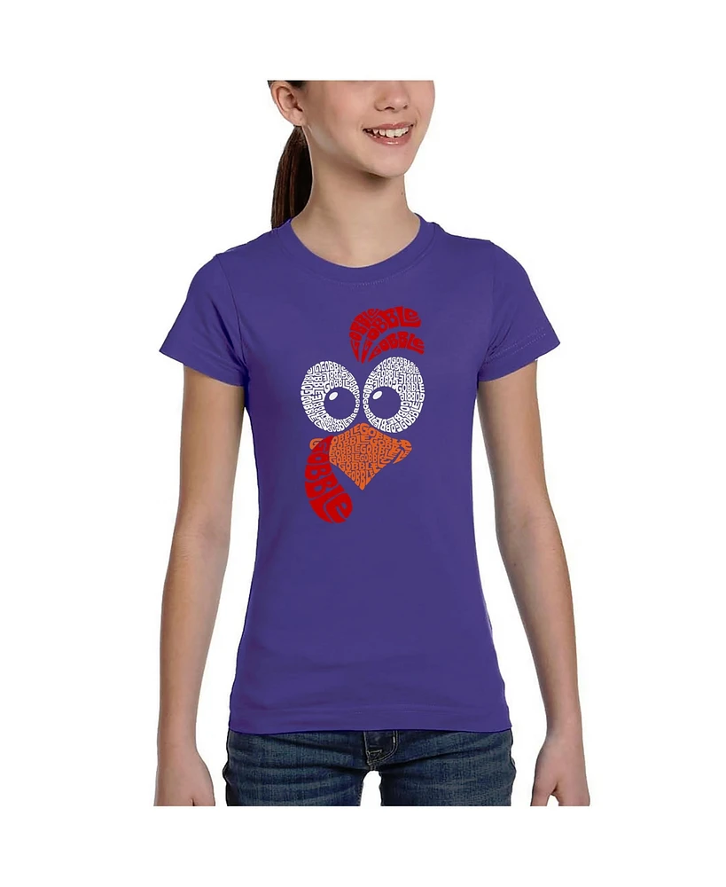 La Pop Art Girls Turkey Face Word T-Shirt