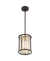 Possini Euro Design Milne Bronze Brown Gold Mini Pendant Lighting 8" Wide Modern Clear Crystal Rods Fixture for Dining Room House Bedroom Kitchen Isla