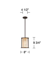 Possini Euro Design Milne Bronze Brown Gold Mini Pendant Lighting 8" Wide Modern Clear Crystal Rods Fixture for Dining Room House Bedroom Kitchen Isla