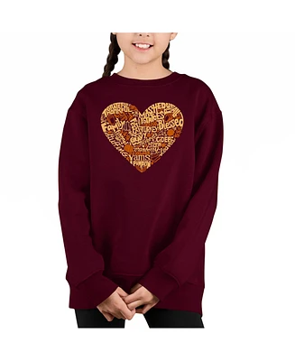 La Pop Art Girls Thanksgiving Heart Word Crewneck Sweatshirt