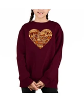 La Pop Art Girls Thanksgiving Heart Word Crewneck Sweatshirt