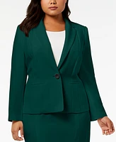 Kasper Plus Stretch Crepe One-Button Blazer