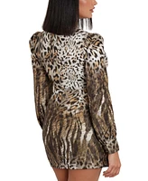 Guess Women's Marion Animal-Print Wrap Mini Dress