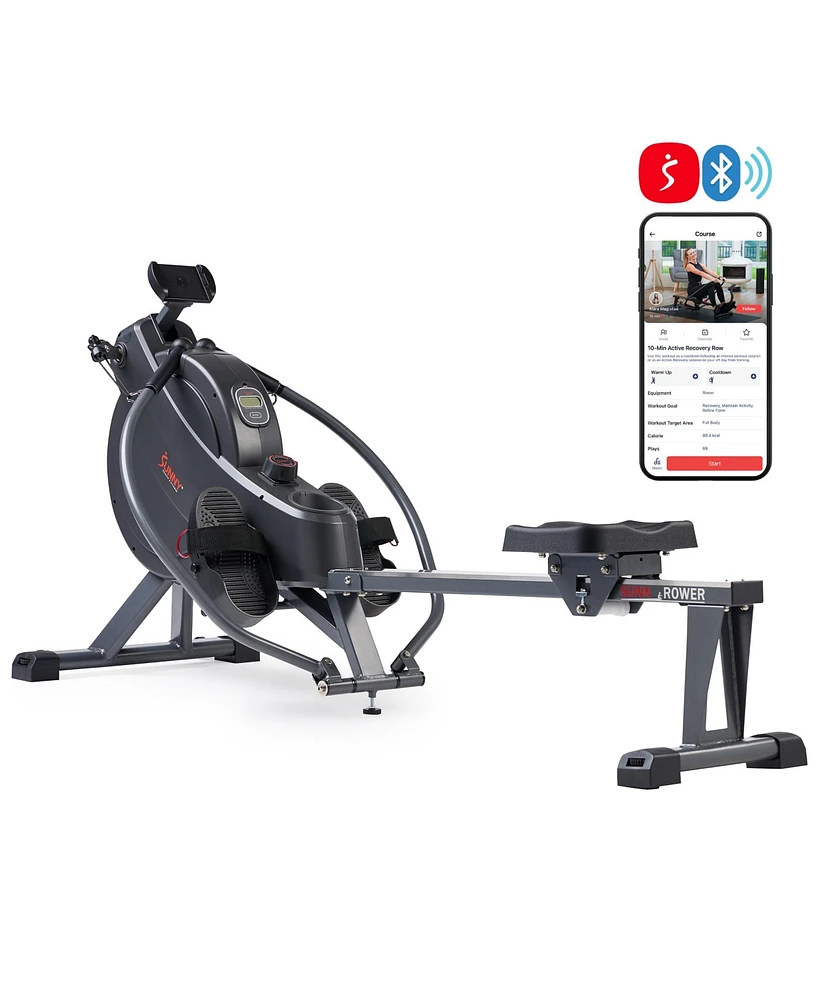 Sunny Health & Fitness MotionMax Smart Magnetic Rowing Machine – Full Motion Handlebars Low-Impact Full