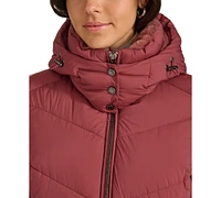 Calvin Klein Women's Hooded Faux-Fur-Lined Midi Puffer Coat