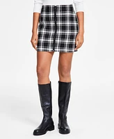 Dkny Jeans Women's Plaid Zip-Front Mini Skirt