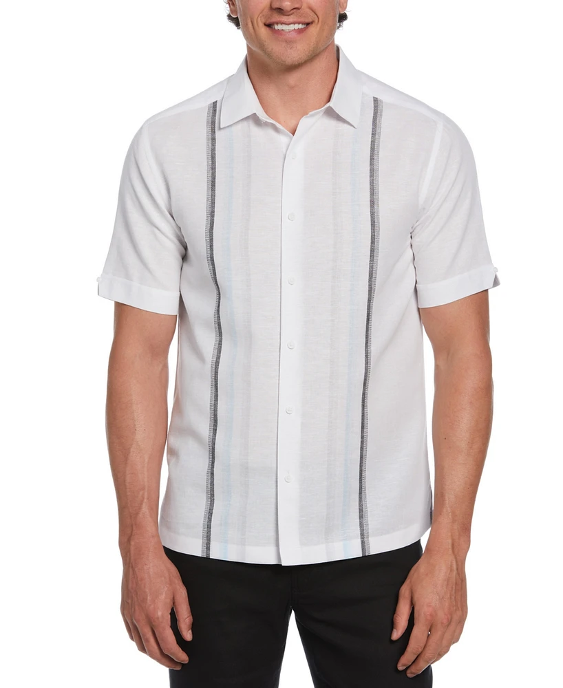 Cubavera Men's Short Sleeve Button-Front Gradient Panel Striped Shirt