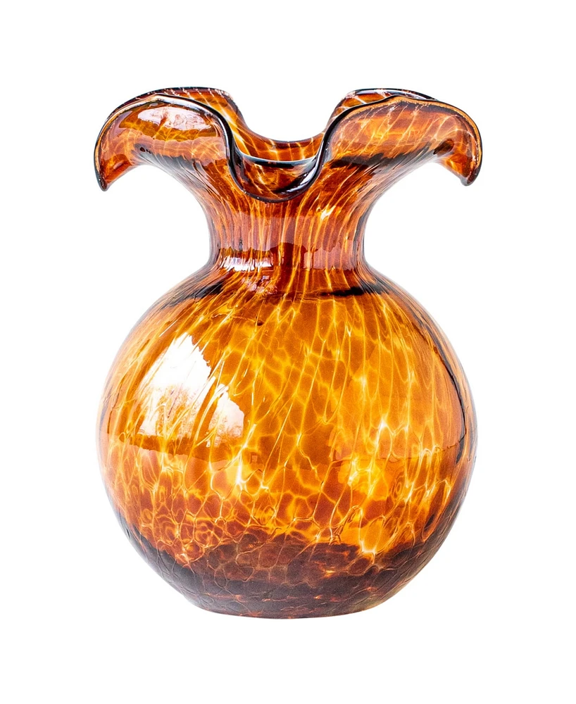 Vietri Hibiscus Glass Tortoiseshell Small Fluted Vase