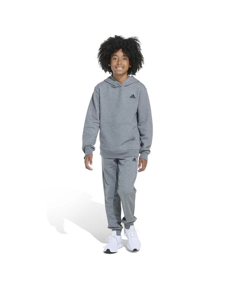 adidas Big Boys Minimal Logo Heather Fleece Pullover, 2-Piece Set