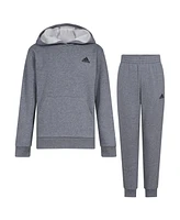 adidas Big Boys Minimal Logo Heather Fleece Pullover, 2-Piece Set