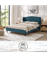 Rustic Manor Knight Linen Platform Bed King Size