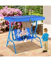 Sugift Outdoor Kids Patio Swing Bench with Canopy 2 Seats